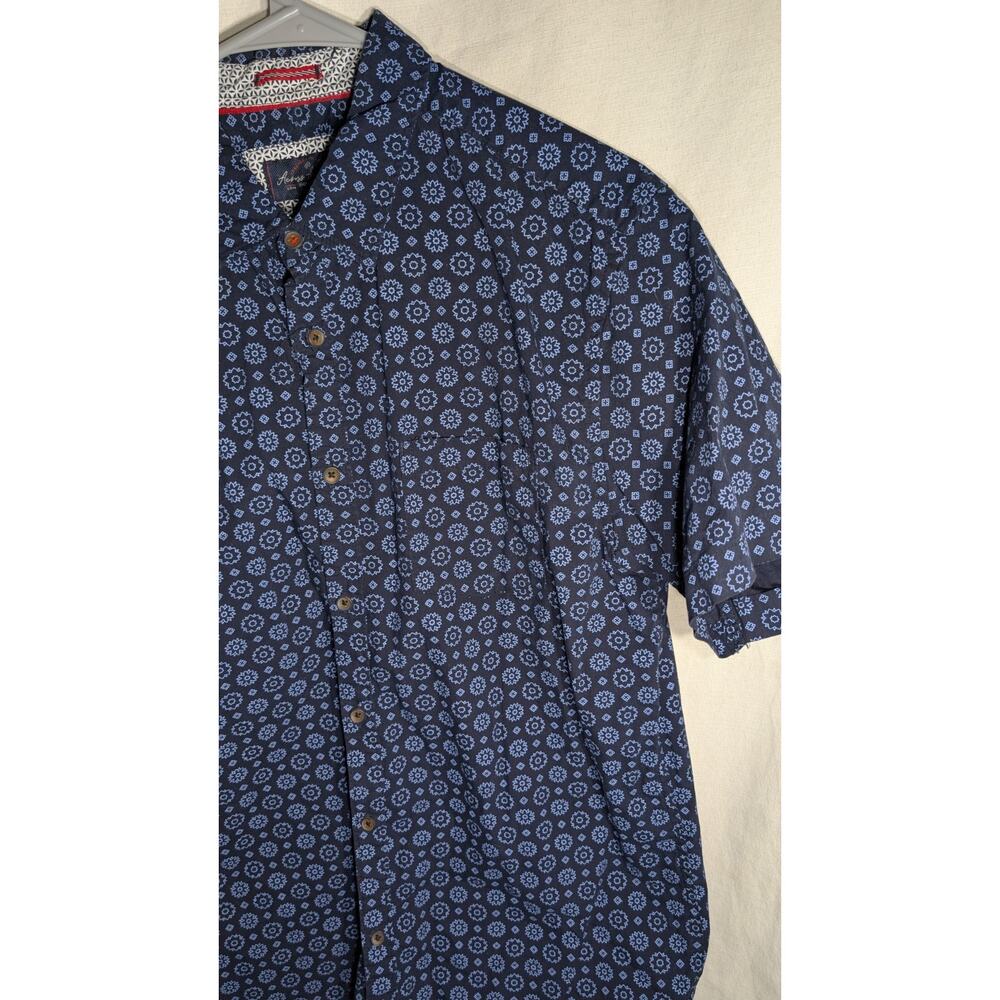 ACROSS THE POND Mens Short Sleeve Button Down Shirt‎ Size Large Blue Floral - Picture 2 of 7